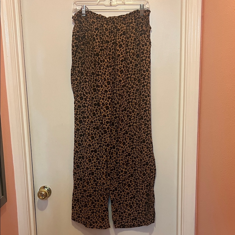 Shade & Shore Leopard Print Ruffle Waist Cover Up Pants